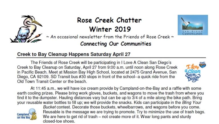 Rose Creek Chatter: Winter 2019 – Friends of Rose Creek