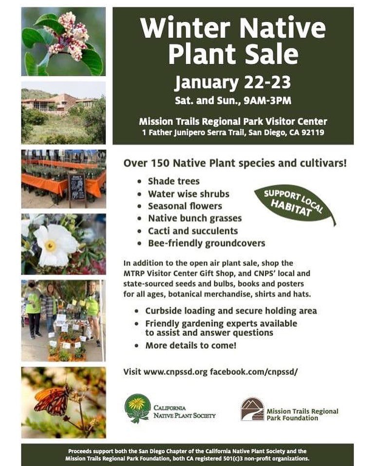 Flyer for native plant sale at Mission Trails Regional Park Visitor Center