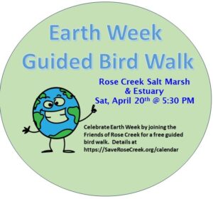 Flyer for guided bird walk featuring cartoon planet earth