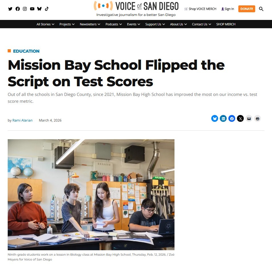 Voice of San Diego article on Mission Bay High School