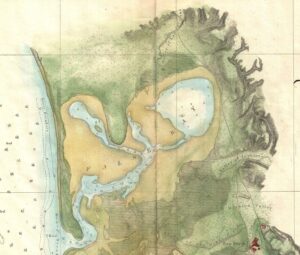 1856 USCS Map of San Diego Bay, cropped to focus on Rose Creek and Mission Bay